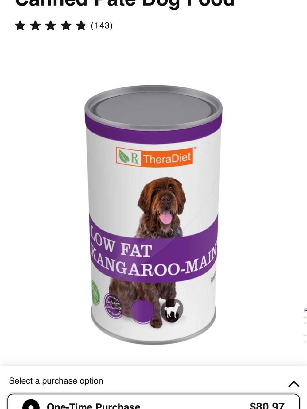 Low Fat Kangaroo Canned Dog Food - Purple